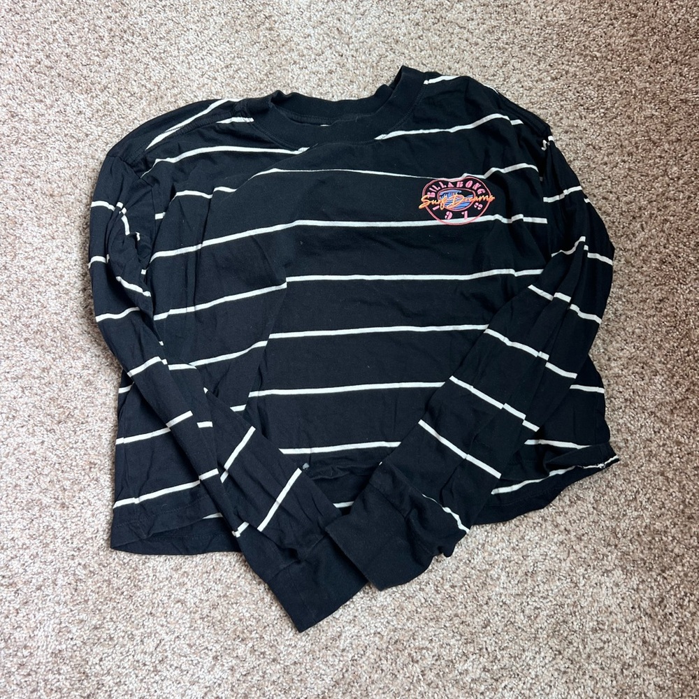 Billabong Black and White Striped Long Sleeve Shirt